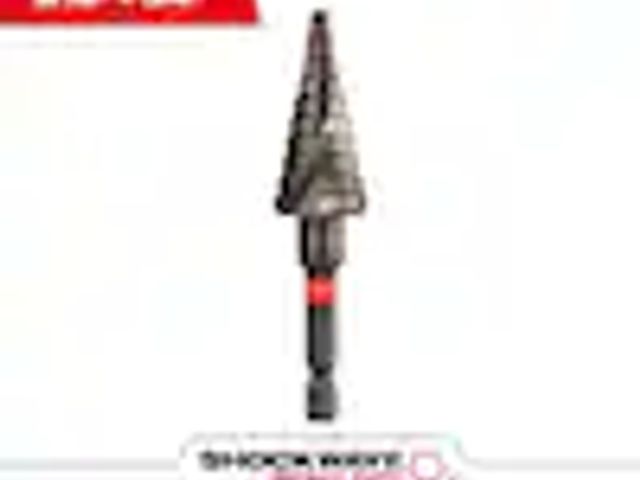 Drill, Step, Milwaukee SHOCKWAVE 3/16 - 3/4  inch #3 Impact-Rated Titanium Step Drill Bit (10-Steps)
