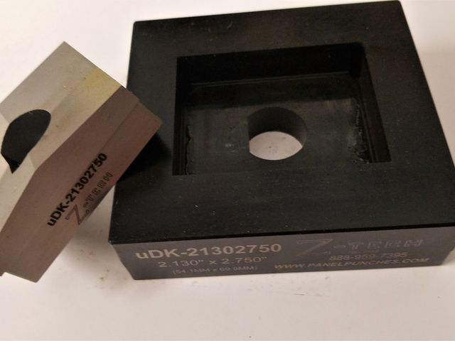 Custom uDK - Die Set, 2.130" by 2.750" S-7 Tool Steel Punch For use on up to 7 gauge mild steel, or 12 gauge stainless steel.  