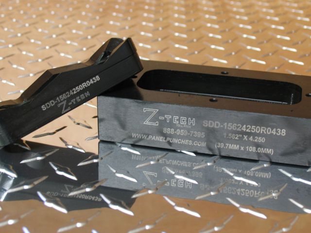 Custom Super Dandy Die Set, 1.562" by 4.250" with .438" radius.  Includes drill guide holes per documentation