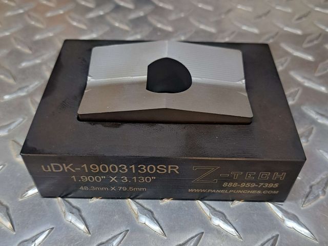 Custom uDK series panel punch, 1.900" x 3.130" with .073 Radius Corners  Rated for 10 gauge mild Steel.
