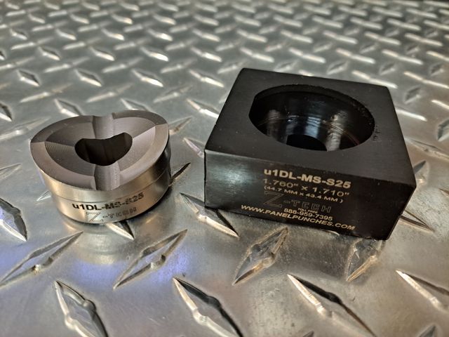 MS Shell 25 "D"  Die Set 1.760" Dia.  1.710" Over Flat Mil Spec D38999 Shell "J".    Heavy Duty S-7 Center,  rated to 12 gauge stainless steel