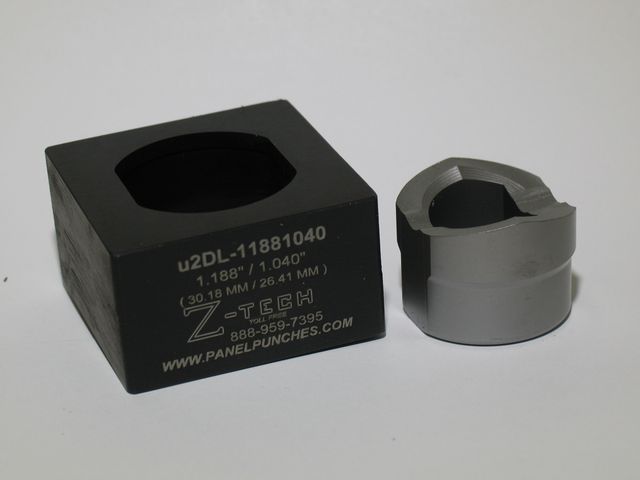 Custom u2DL - Die Set, 1.260" (32MM) diameter by 1.189" (30.2MM) over flats, Double D .  S7 Tool Steel Punch ,  rated to 12 gauge stainless steel.