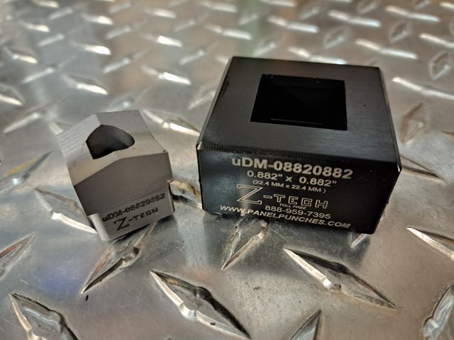 Custom uDM Die Set, 0.882" by 0.882"  (22.4 mm x 22.4 mm)