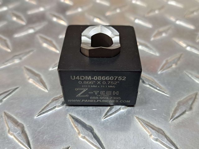 Custom Micro Dandy Die Set  - Single Stud Pull - Four Flats  0.866"  Diameter by 0.752" Over Flats, S-7 Tool Steel Punch