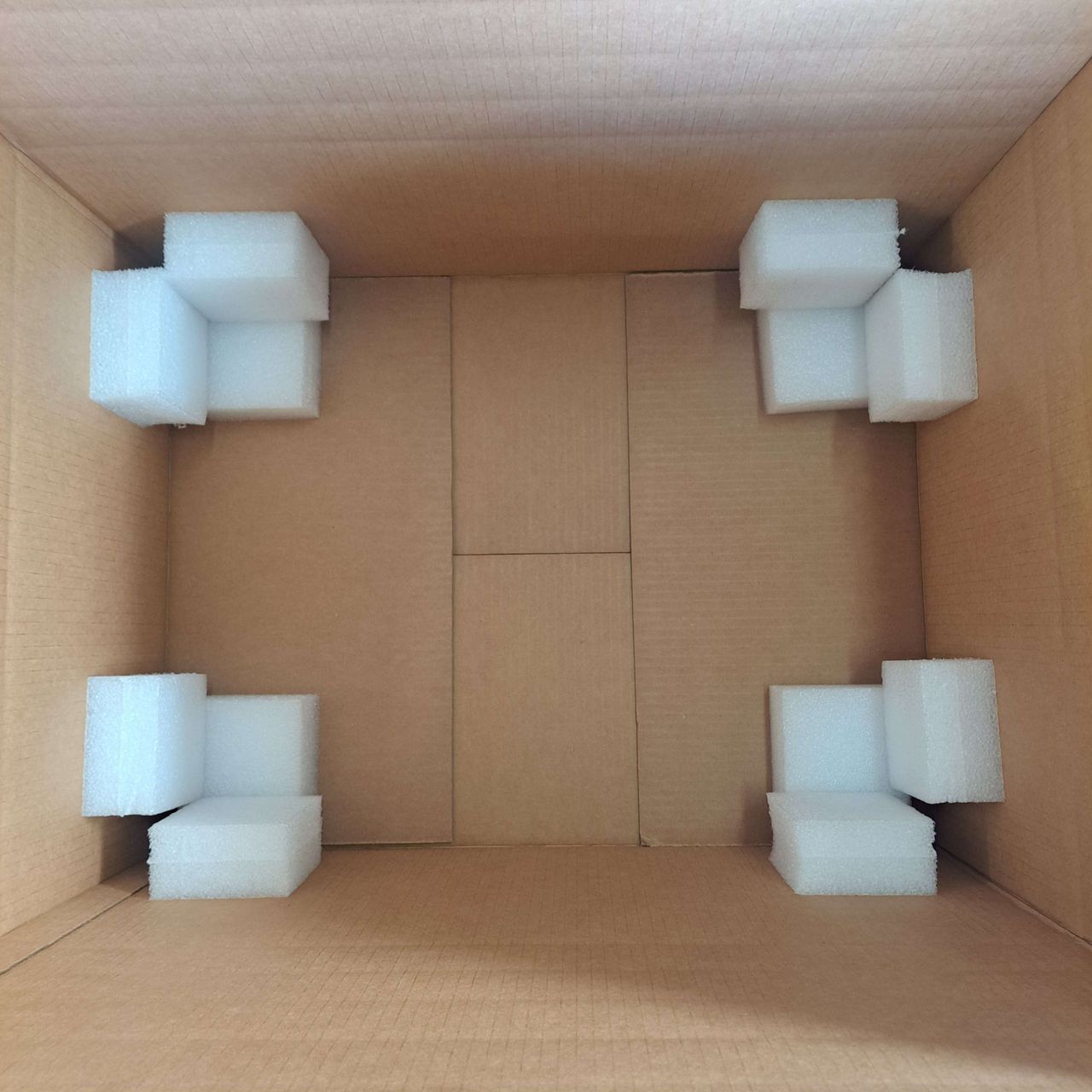 This is what the bottom of the box should look like (ALSO adhere 1pc of foam in CENTER of box bottom [NOT shown})...