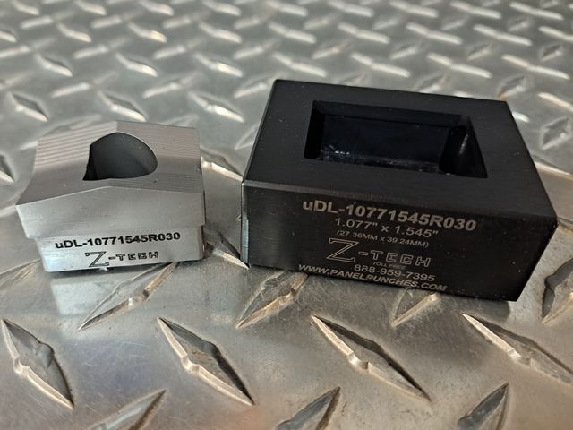 Custom uDL Die Set    1.077” x 1.545” with  0.030" radius corners. Requires uDL750-Puller for operation.