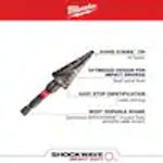 Drill, Step, Milwaukee SHOCKWAVE 3/16 - 3/4  inch #3 Impact-Rated Titanium Step Drill Bit (10-Steps)
