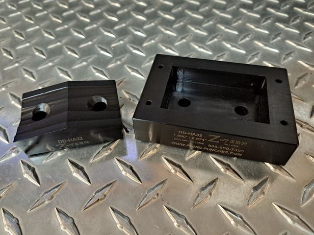 Dandy Dieset for Harting "A" series. Includes guide holes in die base for drilling device mounting holes