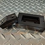 Dandy Dieset, 1.318" by 2.640" with 0.079" radius corners.  For GFI receptacle, includes drill guide for mounting holes