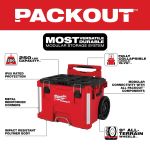 Milwaukee 48-22-8427 Rolling PACKOUT Tool Box with Custom CNC cutout for BP-100, Impact Driver, Battery Charger and 2ea 18v-5.0ah Batteries