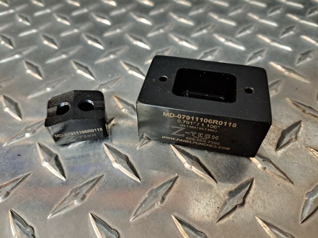 Custom Mini Dandy Die Set Opening Size 0.791" x 1.106" with 0.118 Radius Corners 