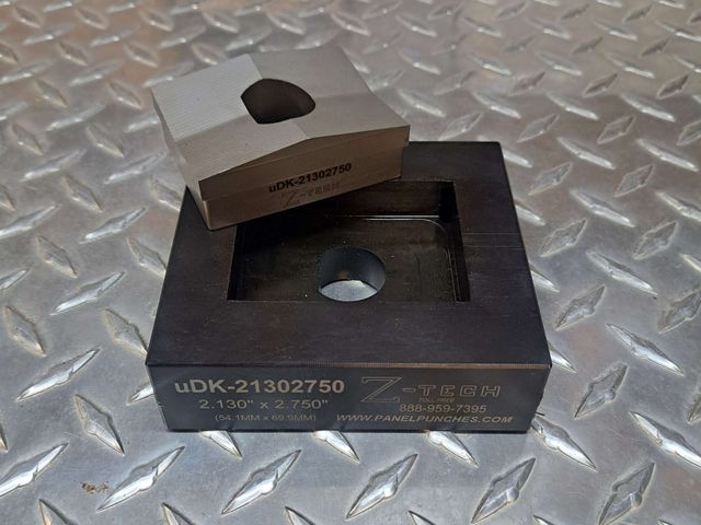 Custom uDK - Die Set, 2.130" by 2.750" S-7 Tool Steel Punch For use on up to 7 gauge mild steel, or 12 gauge stainless steel.  