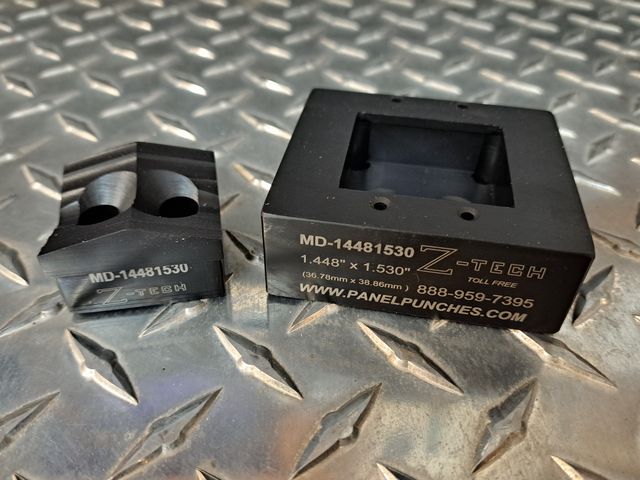 Custom Mini-Dandy Die Set 1.448" by 1.530" Airpax LEL series  2 pole circuit breaker complete with drill guides ...