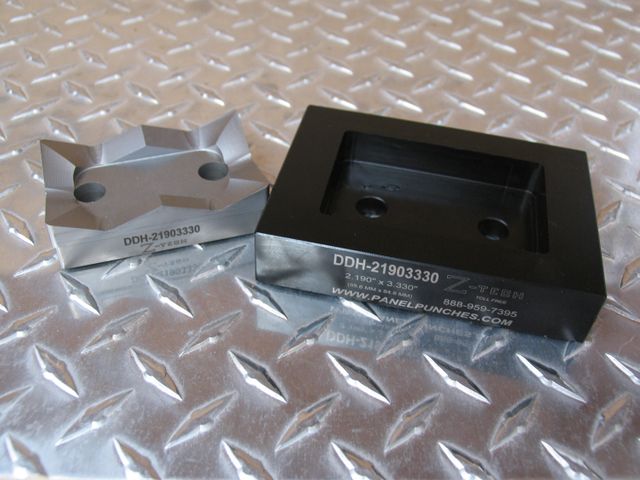 Custom DDH Dieset, 2.190" by 3.330".  Rated for 14 gauge Stainless Steel 