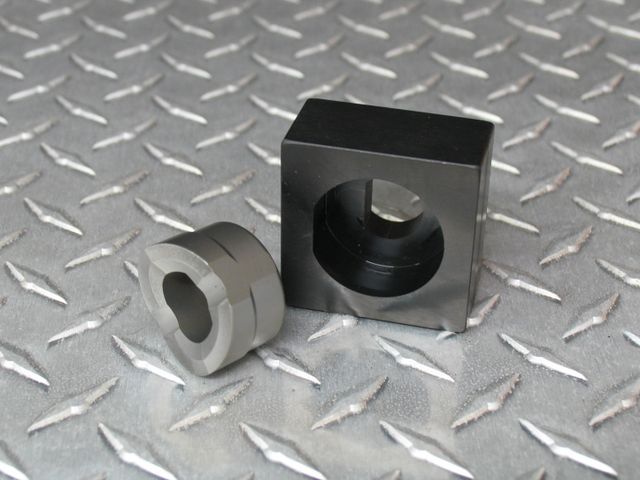 Custom uDL750- Die Set, 1.380" (35.0 mm) diameter by 1.890" (48.0mm)  with 0.157" (4.0 MM) Radius corners.   S7 Tool Steel Punch, rated to 12 gauge stainless steel