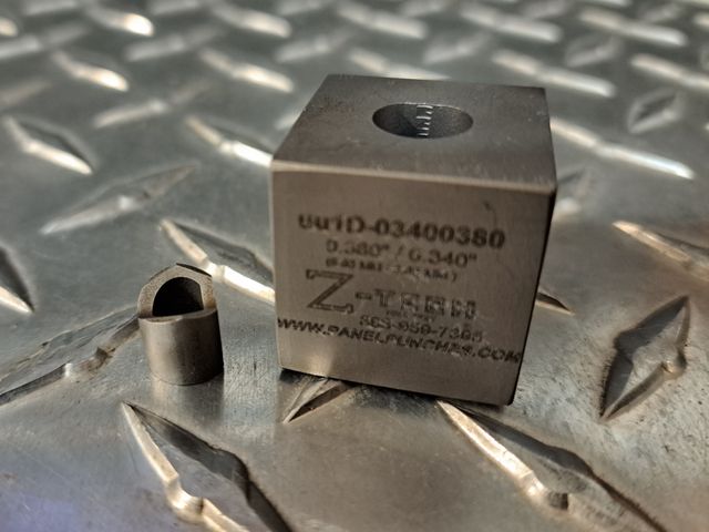 Custom Double Micro Dandy Die Set  - Single Stud Pull - "D" 0.380  Dia. by 0.340" Over Flat Recommen.ded 14 Gauge Aluminum Max.