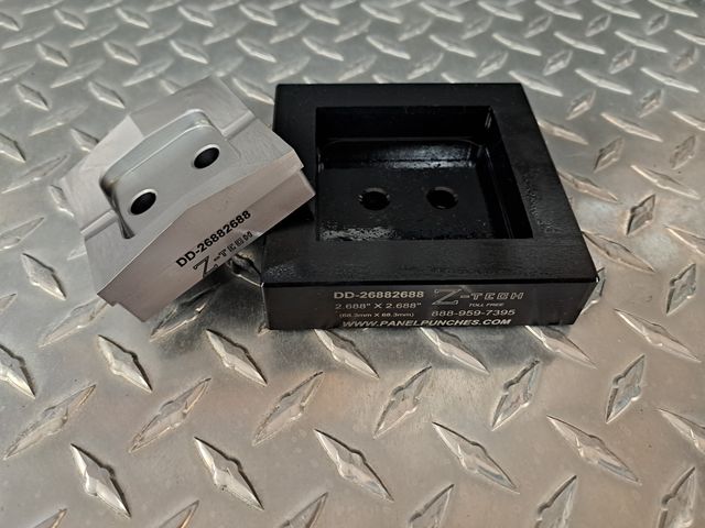 Custom uDL Die Set 2.688" by  2.688" with Standard Radius Corners and Special Shear Clearance .010" for 20 gauge stainless steel 